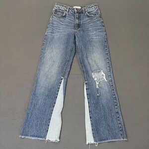 Sandro Paris Womens 34 (24W 27L) Boot Flare Jeans Distressed Raw Hem 100% Cotton